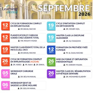 Planning septembre 2026 Learning Dental